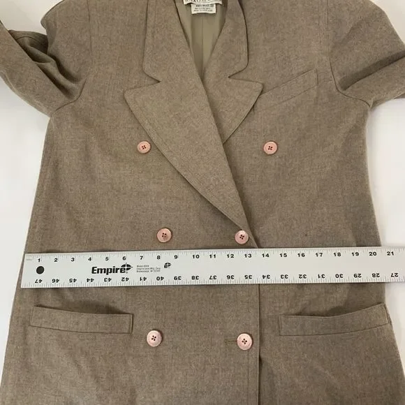 Vintage 100% Wool Double Breasted Peacoat Women 10 Brown‎ Pockets Quiet Luxury